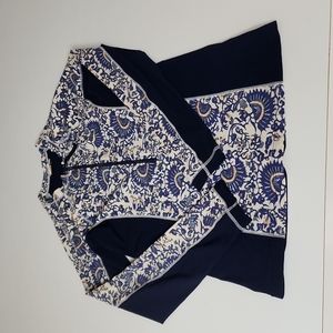 Tory Burch Feather Fan design rash guard/ swimsuit cover size NWOT